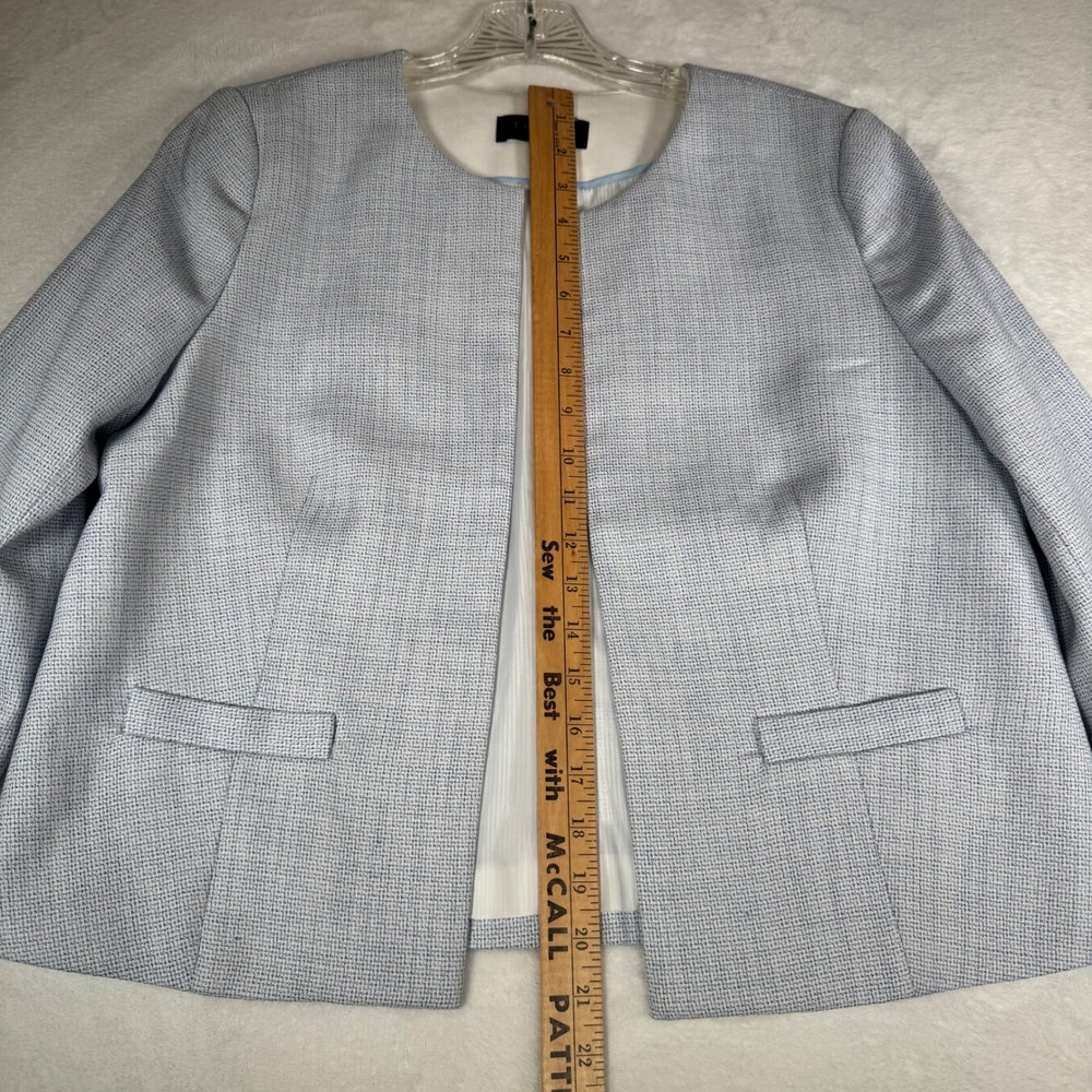 Talbots Petite‎ Light Blue Textured Open Front Blazer Jacket 12P - Picture 9 of 10